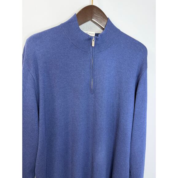 Peter Millar Whitaker Quarter-Zip Sweater Blue Men's XL Preppy - Picture 3 of 10